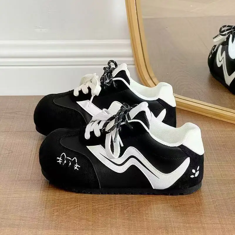 Kids'Casual Shoes PU Leather Color Blocking Fashion Winter Shoes For Children Anti-slip Warm Black White Shoes Size 28-37