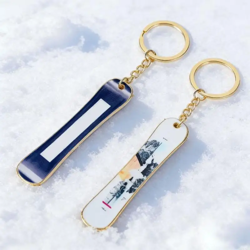 Snowboard Pendant Alloy Keychain Decorative Rings For Handbag Purse Charm K92C