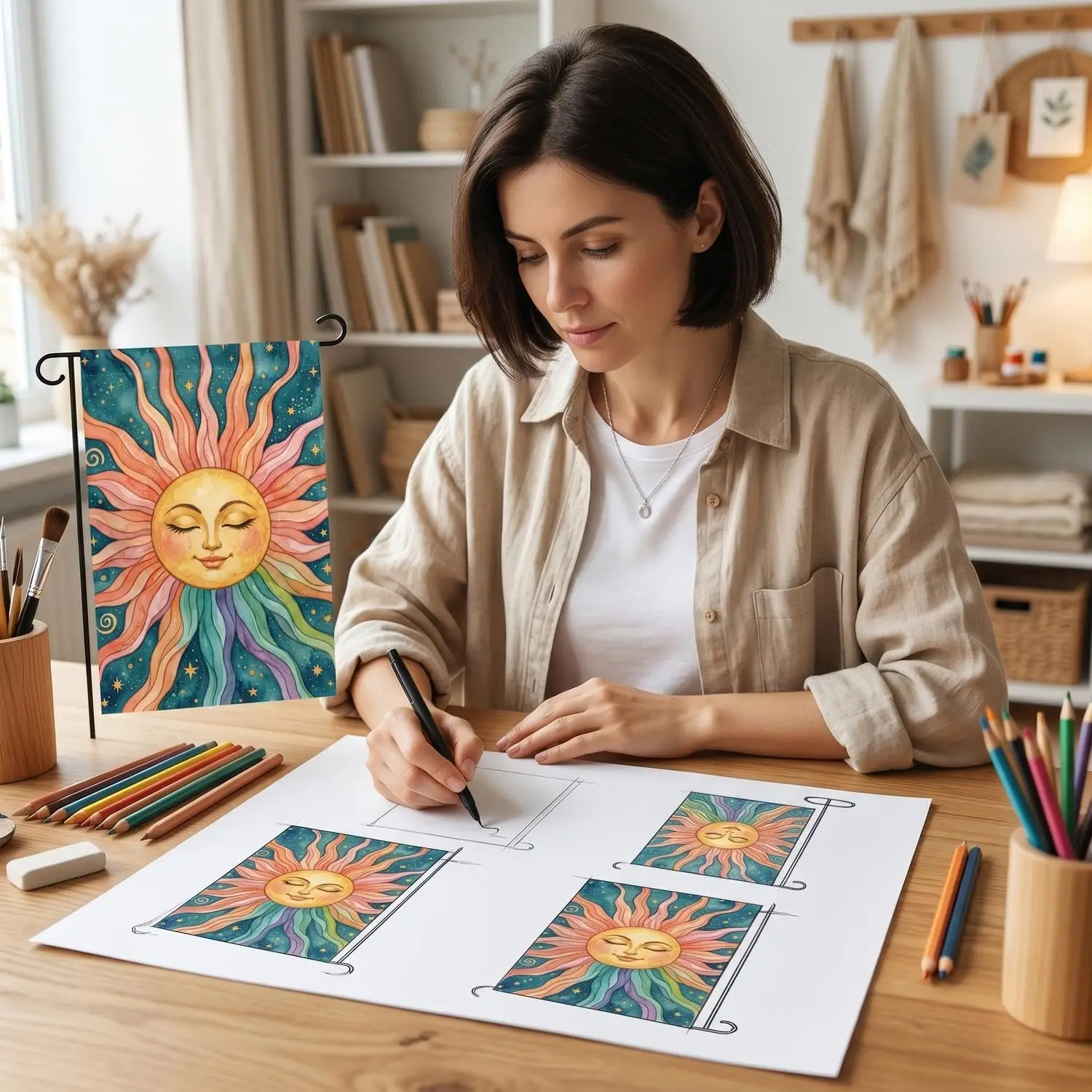 Garden Flag Celestial Sun Face Outdoor Yard Decoration Double Sided Weather Resistant 12x18 in xxl