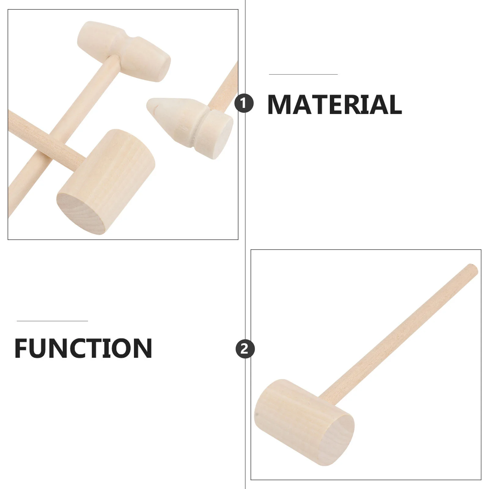 12Pcs Wood Hammer Mini Mallets Smooth No Burrs Kids Hand Dexterity Development Muscle Training Wooden Hammer Food Mallet