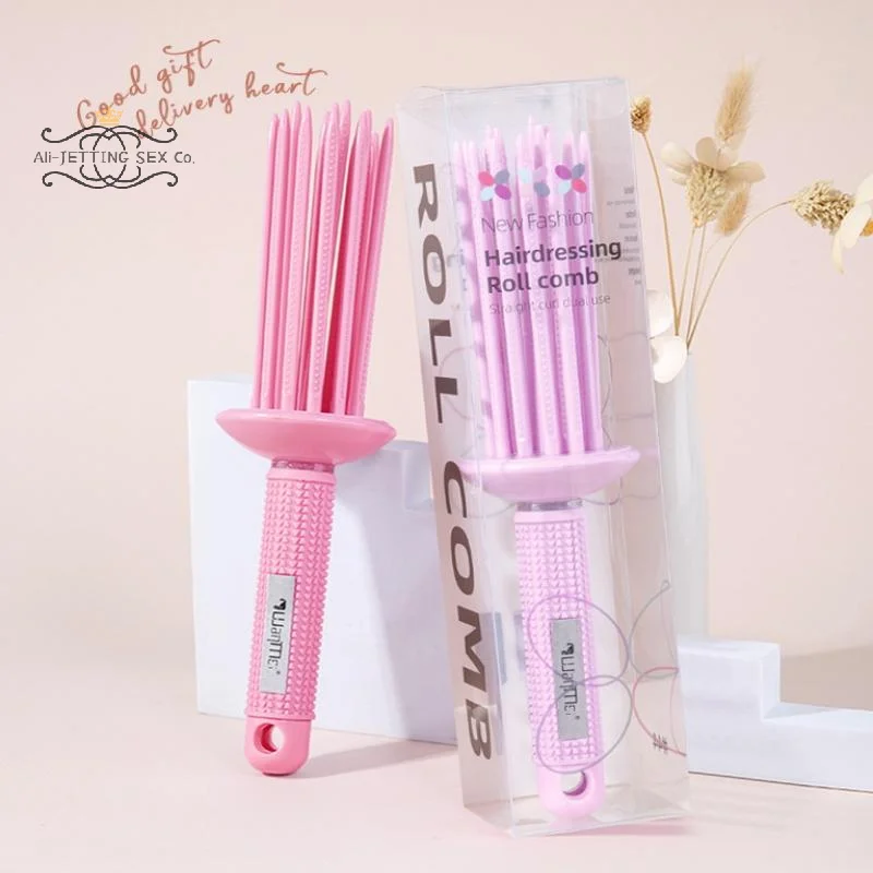 

Salon Professional Hair Fluffy Curling Comb With Non-slip Handle Anti‑Slip Round Hair Brush Curling Wand Barrel Hairstyling Tool