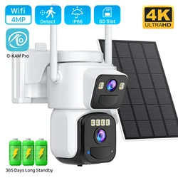 8MP Dual Lens Solar WIFI Security Cameras With Solar Panels Color Night Vision PIR Motion Detection Ourdoor IP Camera O-KAM App