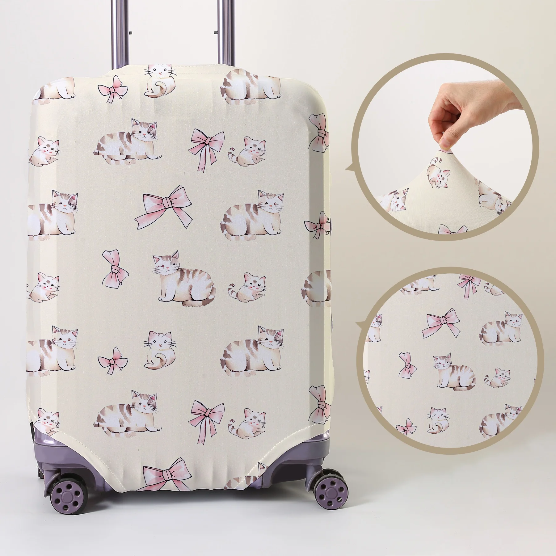 

Защитный чехол для багажа с принтом кошки и галстука-бабочки, подходит для чемоданов 18-32 дюймов, чехлы для ручек багажа, аксессуары для путешествий.