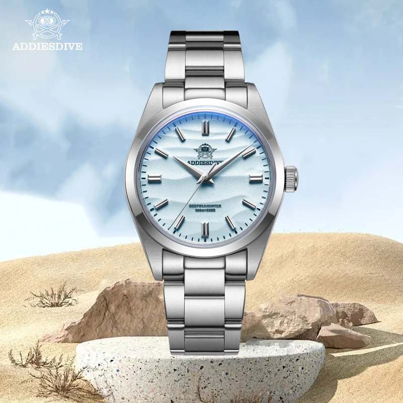 ADDIESDIVE 36mm AD2030 relojes para Hombre 10Bar resistente al agua esfera del desierto espejo de burbuja vidrio negocios ocio Reloj de cuarzo Reloj para Hombre