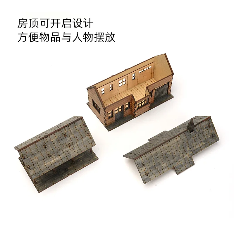 1/72 都市駅舎建築シーン木製組み立てモデル装飾 DIY 手作りギフト