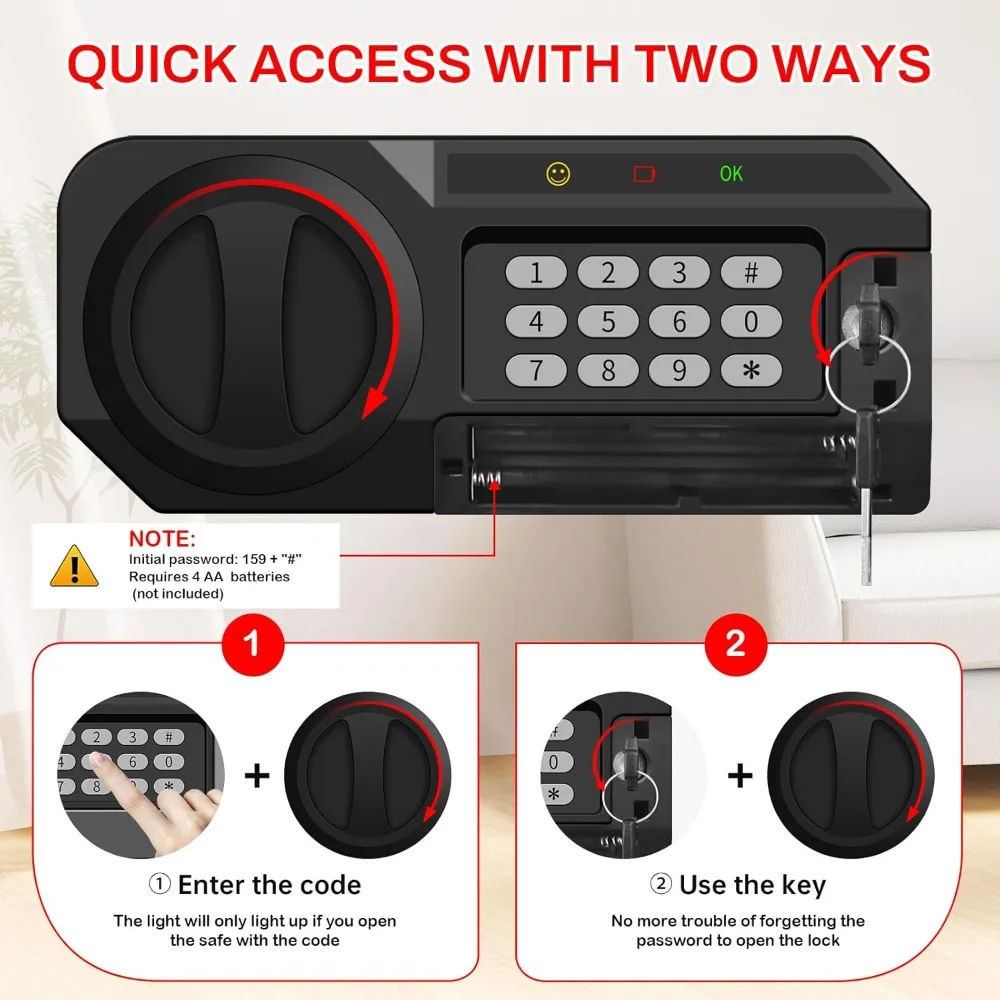 Cuft Large Home Safes Water and Fireproof, Anti-theft Document Safe for Home Use with Programmable Keypad, Alarm System