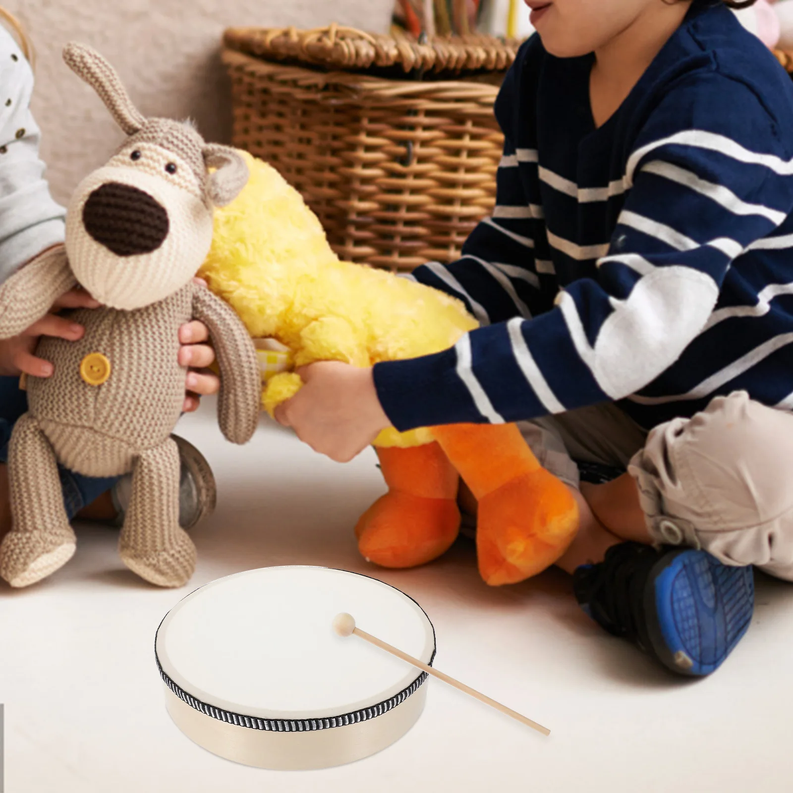 

1 set Hand Drum Instrument Kids Musical Instruments Drumstick Included Double Sided Percussion Toy for Toddler Educational Wood