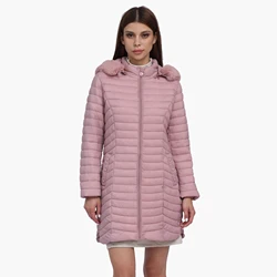 SANTELON donna inverno lungo parka con pelliccia con cappuccio caldo piumino imbottito ultraleggero cappotti Casual capispalla leggera