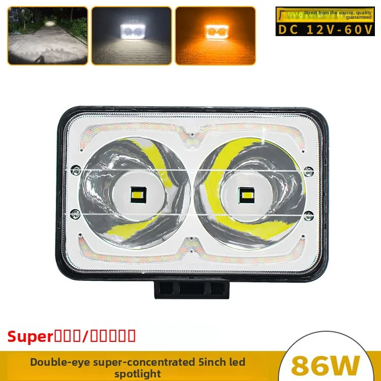 

5-Inch Square Reflector Cup Super-Focus LED Work Light 86W 12-60V Thick Aluminum Housing Off-Road Driving Lamp