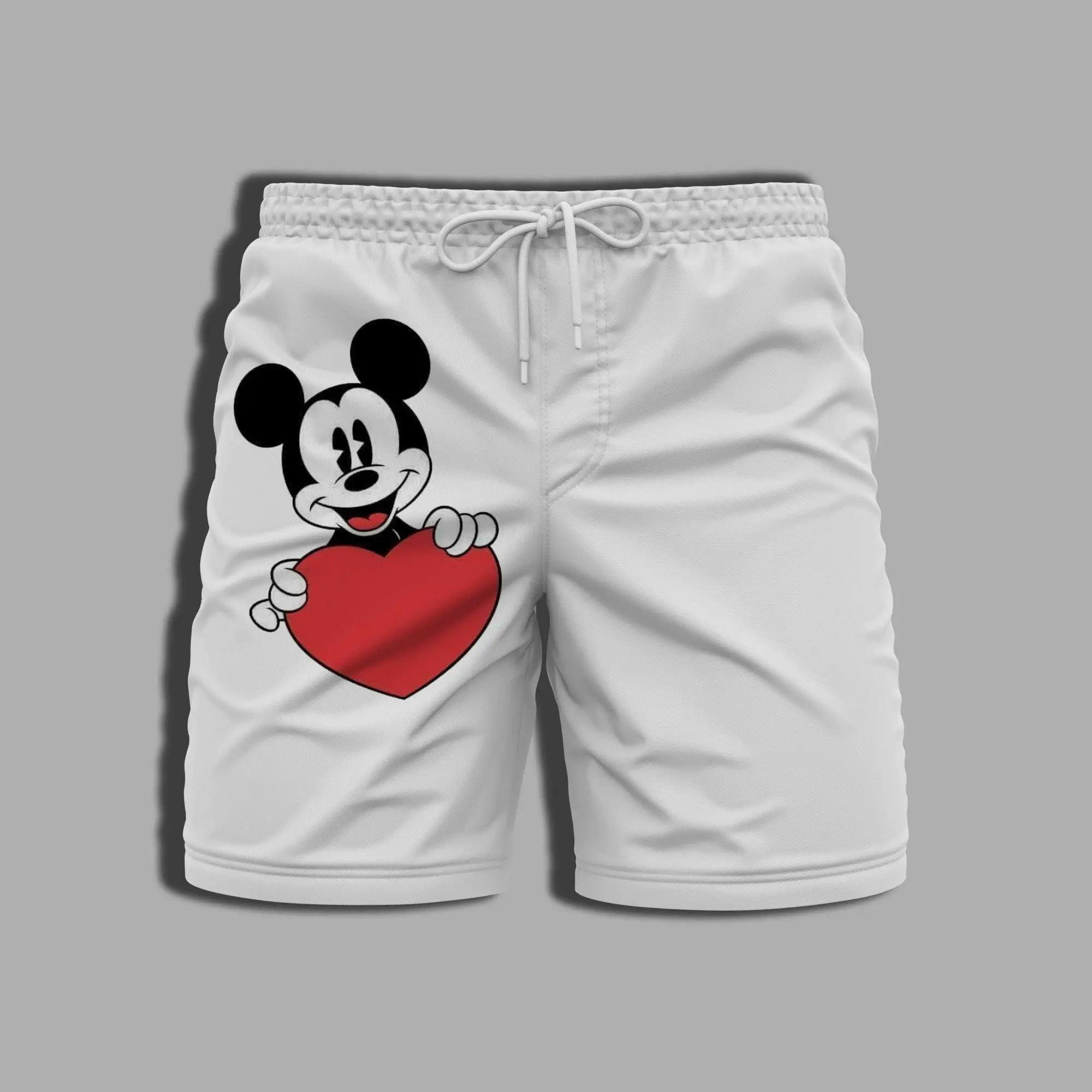 Baju renang lengkap celana pendek Mickey pria wanita, pakaian renang pantai Disney bercetak musim panas untuk pria dan wanita