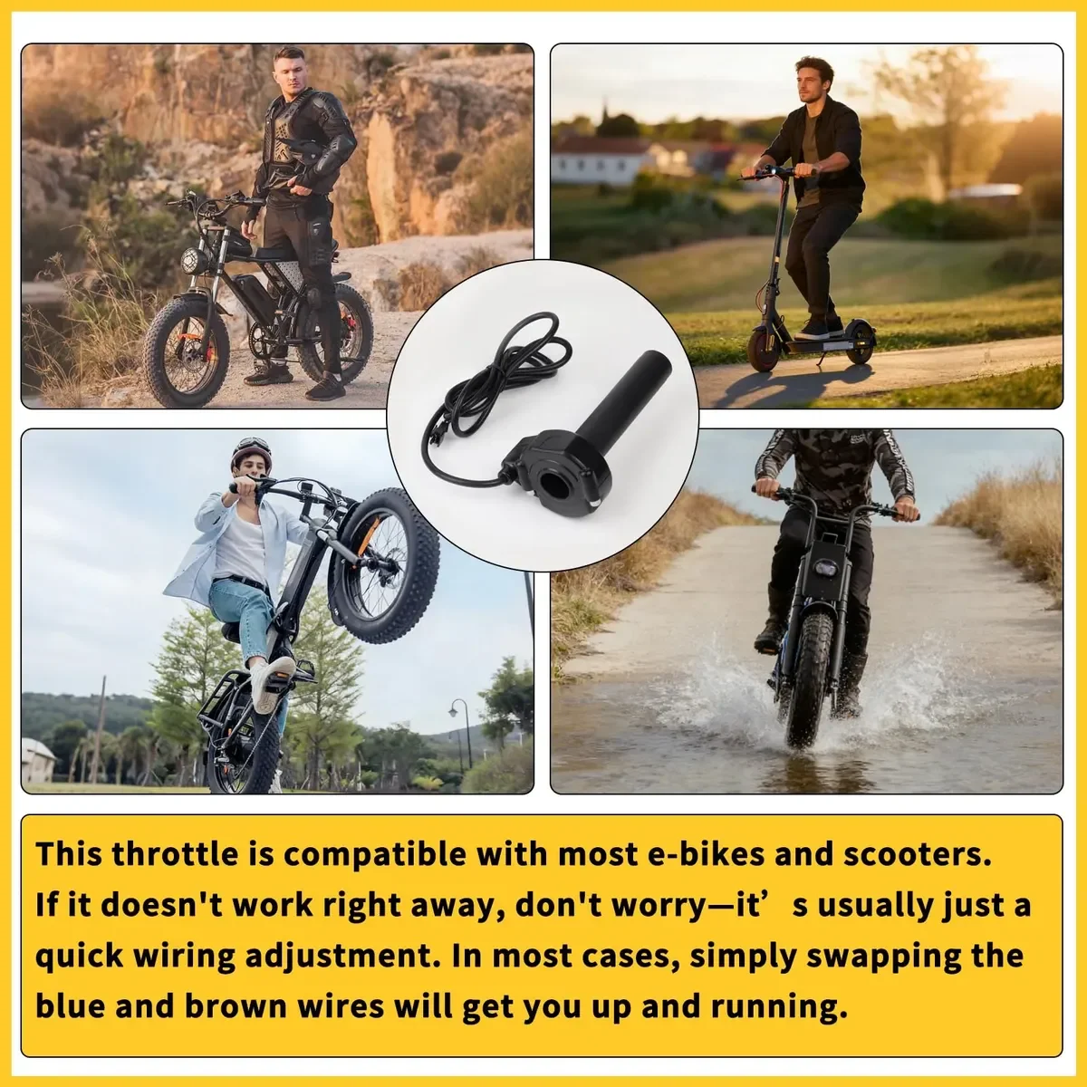 Universal 22mm Full Twist Throttle Grip Kit with Ignition Switch & Key for Ridstar Q20/H20 Pro/Surron E-Bike Scooter Plug & Play - view 6