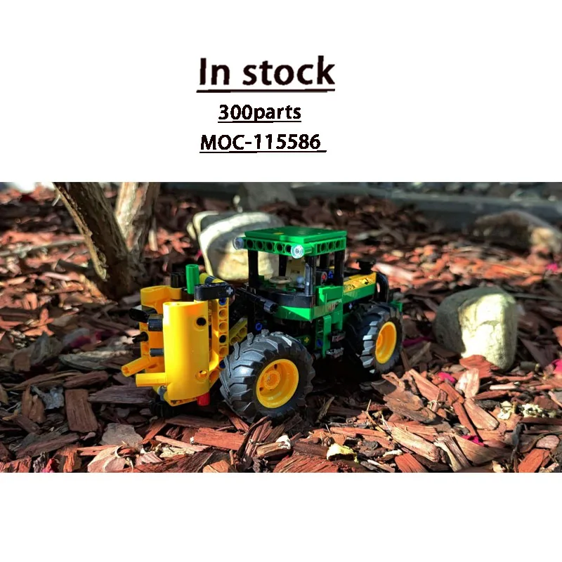 moc-115586-new-forest-logging-tractor-building-block-model-300-parts-moc-creative-boys-children's-birthday-christmas-toy-gift