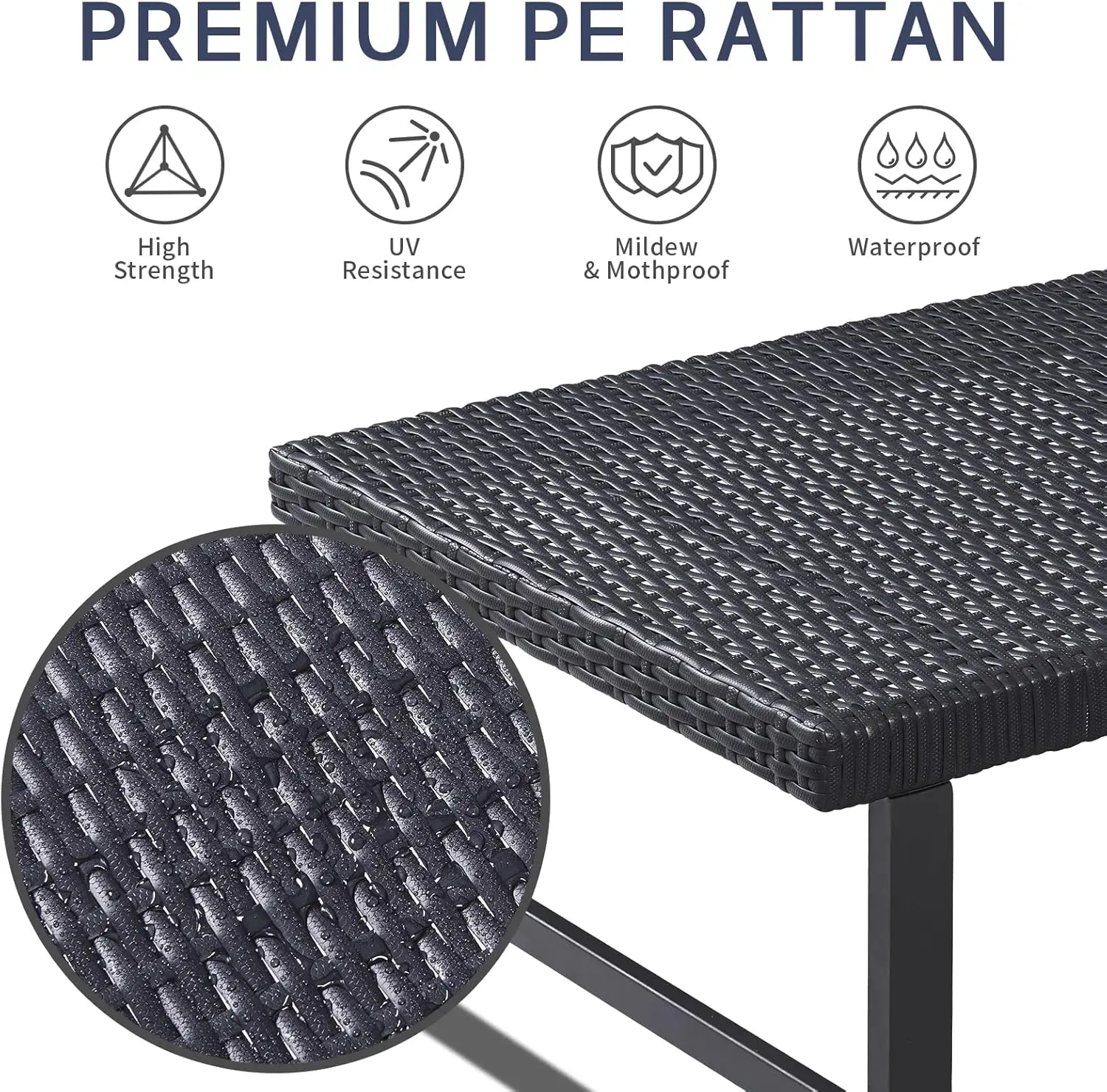 Lounge Chair Set of 2, Rattan Pool Chairs with Adjustable Backrest, Rustproof Aluminum Frame Tanning Chair, for Garden Poolside