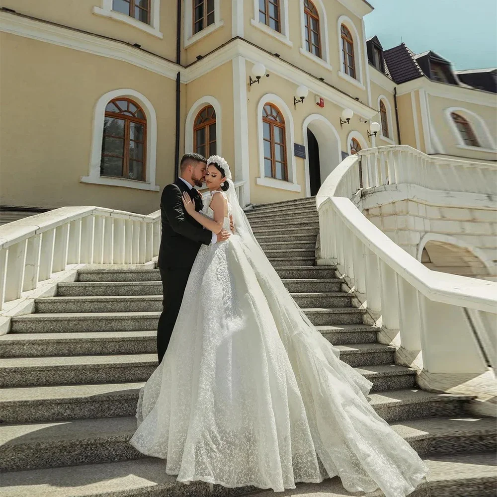 فساتين زفاف الأميرة الرائعة المخصصة، ثوب حفلة على شكل قلب، دانتيل أبيض عاجي، فساتين العروس، رداء Mariage Vestidos