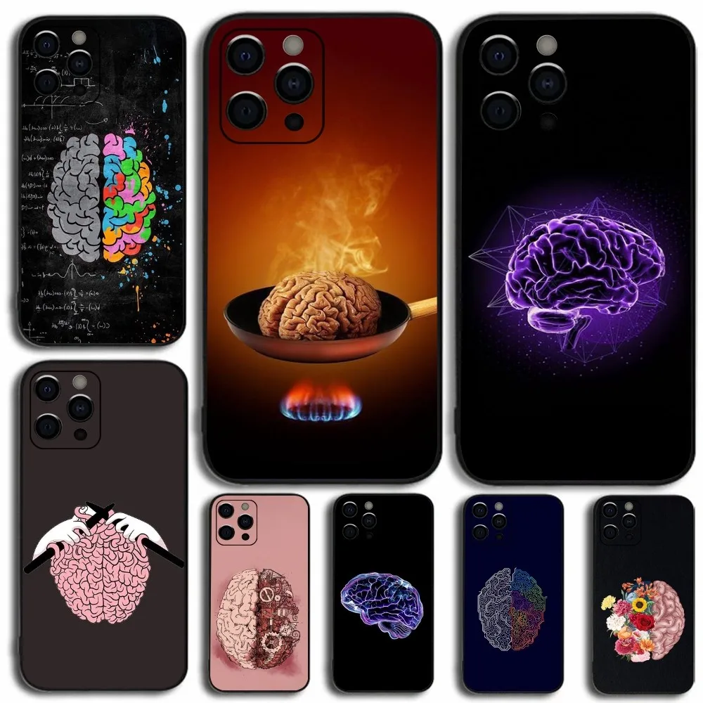 Anatomy Brain Phone Case For Apple iPhone 15,14,13,12,11,Pro,X,XS,Max,XR,Plus,Mini Soft Black Cover