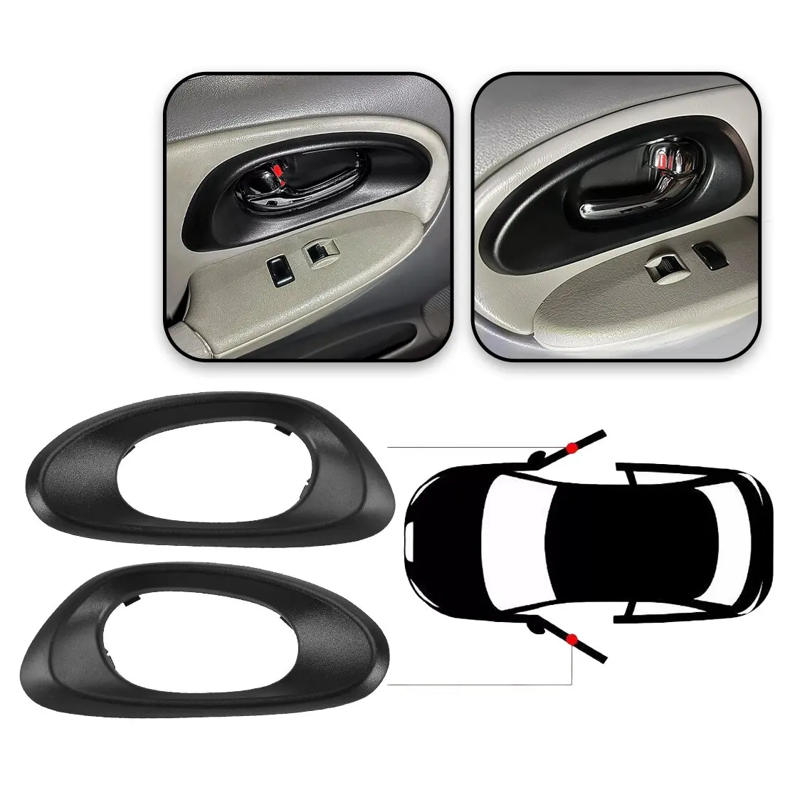 15214501 15214502 1 Pair Car Front Inside Interior Door Handle Trims Fit For Chevrolet Trailblazer 2002-2008 2009 Black Plastic