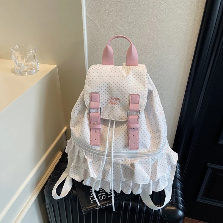 

Ballet Dot Print Double oulder Bag for Women Travel Commuting Unique Bookbag Soft Handle Inner Patch ket Zipper Closure