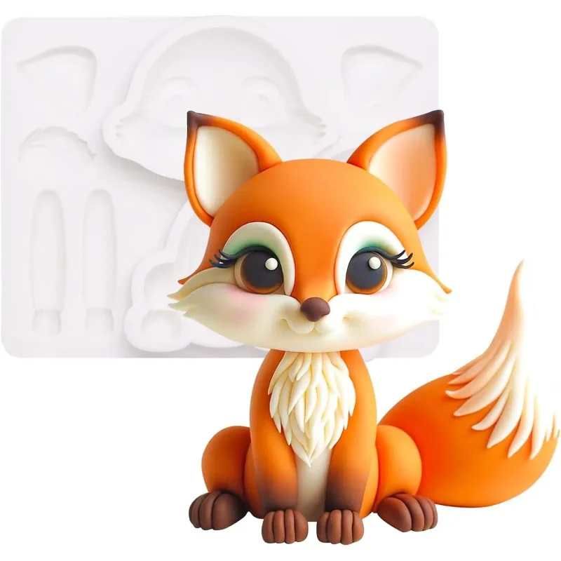 Fox Silicone Mold Animal Fox Fondant Chocolate Molds for Cake Decoration Cupcake Topper Sugar Craft Candy Gum Paste Polymer Clay