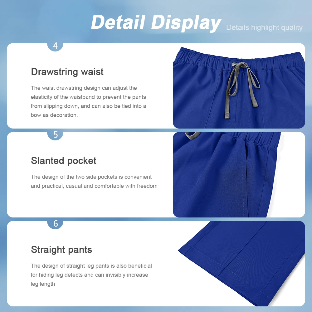 Verpleegstersuniform Dunne ademende scrubs Medische uniformen Vrouwen scrubtops Elastische scrubsbroeken Arts Werkkleding Spa-overalls