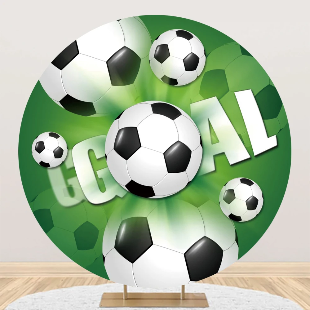 Cerchio rotondo photography sfondo calcio calcio trofeo tema ragazzini bambino 1a festa di compleanno sfondo personalizzato Photocall