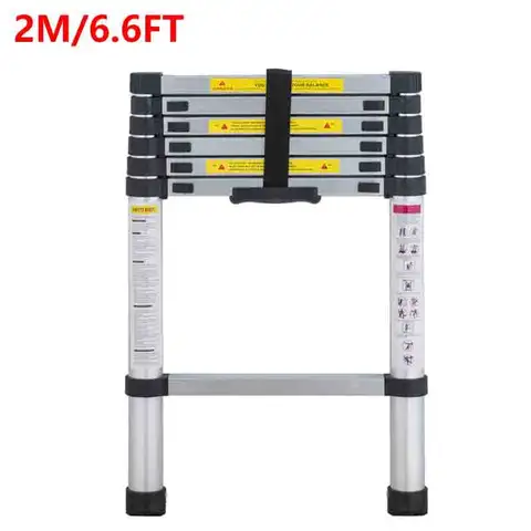 2-meter portable telescopic ladder aluminum single button telescopic ladder aluminum alloy multifunctional household T