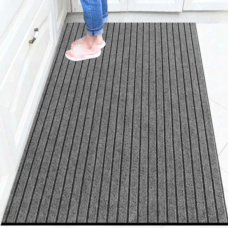 Large Long Thin Doormat for Entrance Door Outside Striped Red Gray Kitchen Area Rugs Non Slip Bedroom Carpet Door Floor Mat Grey