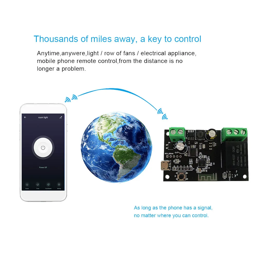 -N21R Tuya Wifi Switch Single Way Switch Relay Module Point Automatic Locking Mobile Phone APP Remote Control Remote Voice