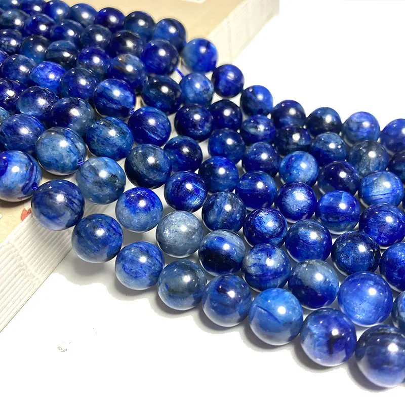 

Fine AAA 100% Natural Gemstone Blue Kyanite Round Stone Beads for Jewelry Making DIY Bracelet Accessories 6/8/10MM 15''