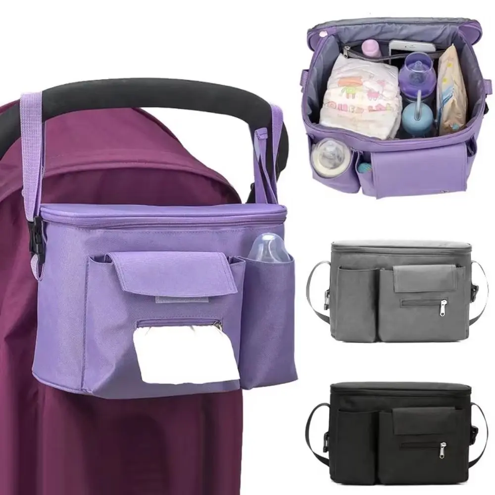 

Multi Pocket Stroller Organizer Bag Diaper Bottle Outdoor Stroller Hanging Bag Large Capacity Travel Pram Storage Bag