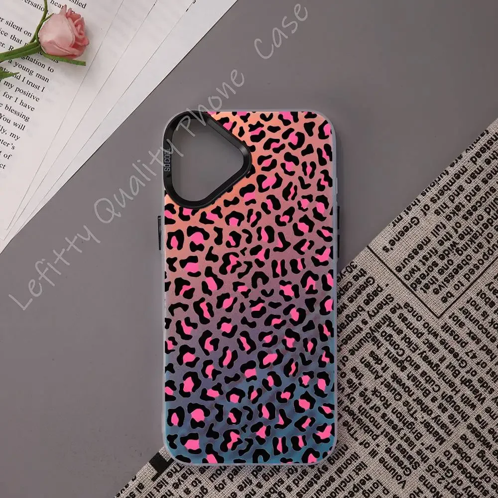 Fashion Classic Leopard Print Phone Case For IPhone 17 16 15 14 13 12 11 Plus Pro Max Multicolor Aurora Laser Shockproof Funda