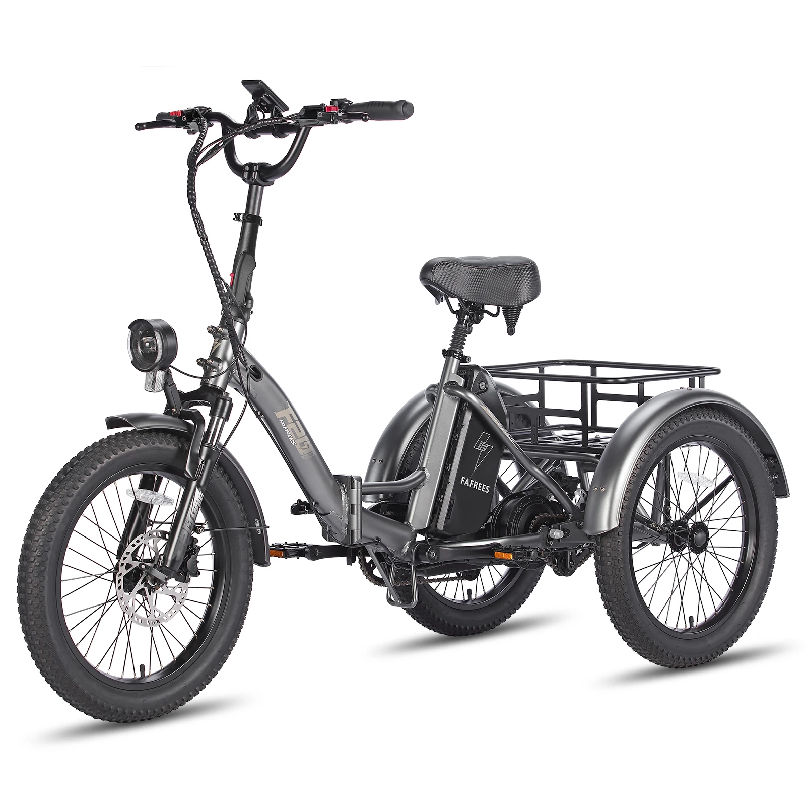 Fafrees F20 Mate opvouwbare elektrische driewieler voor volwassenen, 20 x 3,0 inch vracht-e-bike met 48V 18,2Ah/20Ah uitneembare batterij, 25 km/u & 60-80 km bereik.
