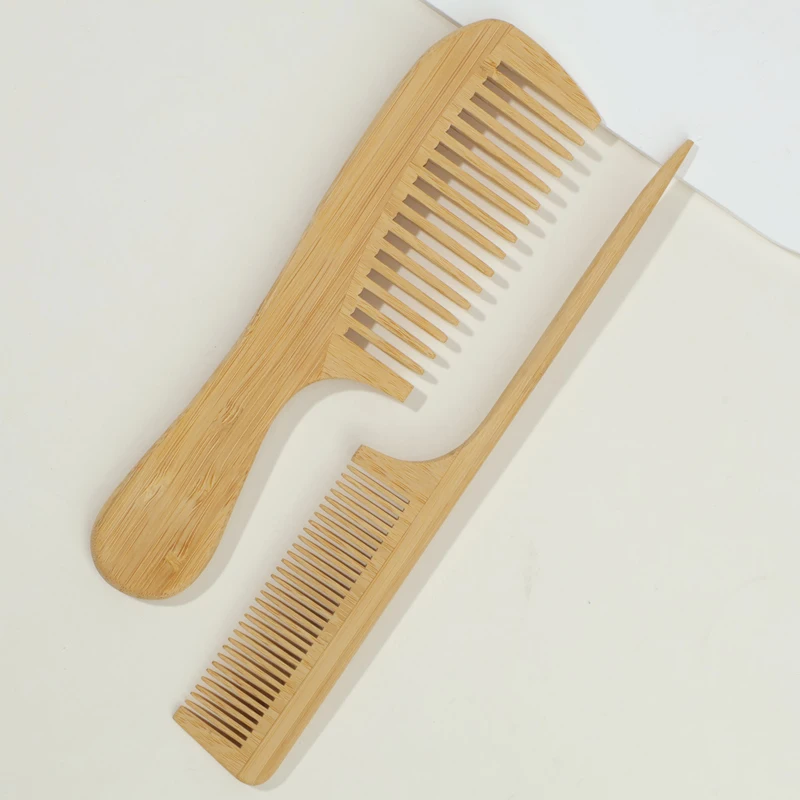 One/Two-Piece Set Of Bamboo And Wood Wide-Toothed Comb + Pointed Tail Comb, Anti-Static, Smooth And Non-Tangling Hair