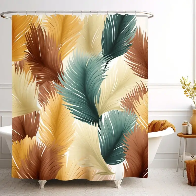 

Feather Shower Curtain: Modern Fall Colors Bathroom Decor