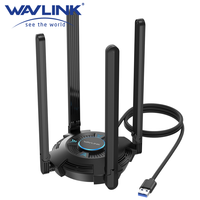 WAVLINK USB WiFi Adapter for PC AX5400 Tri-band 2.4/5/6GHz Wireless Network Adapter with 4 High Gain 5dBi Antennas for Desktop