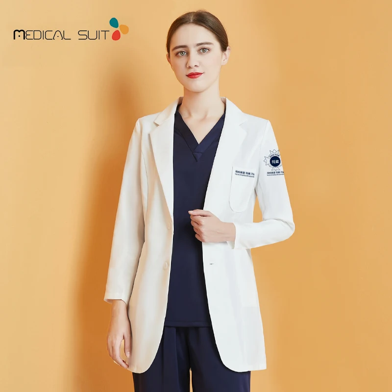 Doctor wear white coat oral doctor dental doctor traditional Chinese medicine coat coat men and women's slim medium long