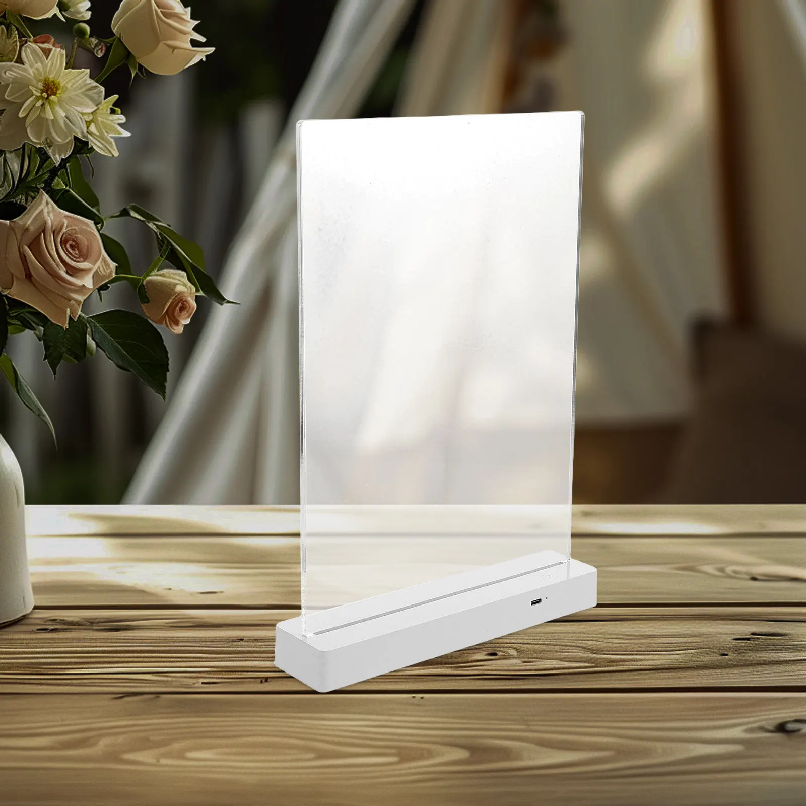 1Set LED Glowing Drawing Board Erasable Acrylic Desktop Lighted Message Panel Rechargeable Sign for Shops Bars Restaurants Night