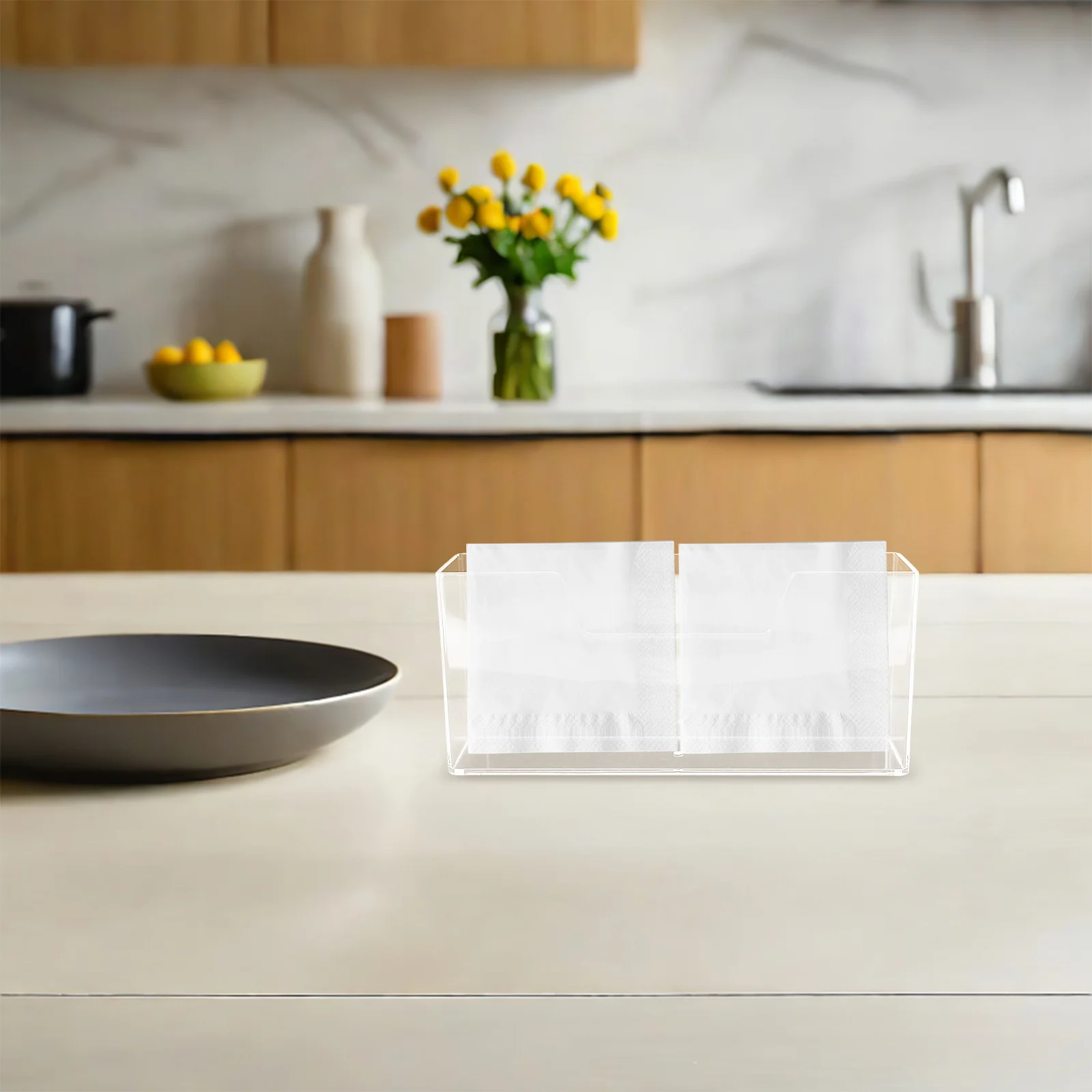 

1pcs Kitchen Napkin Holder Clear Acrylic Vertical Stand Table Countertop Desktop Organizer Modern Paper Towel Dispenser Home