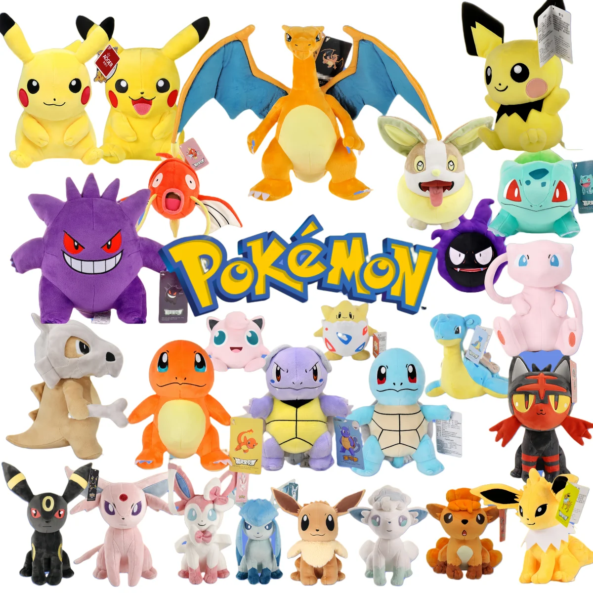 

New Pokemon Pikachu Toys Froakie Squirtle Charmander Snorlax Plush Piplup Mew Gengar Doll Eevee Dratini Togepi Gift Poke Ball