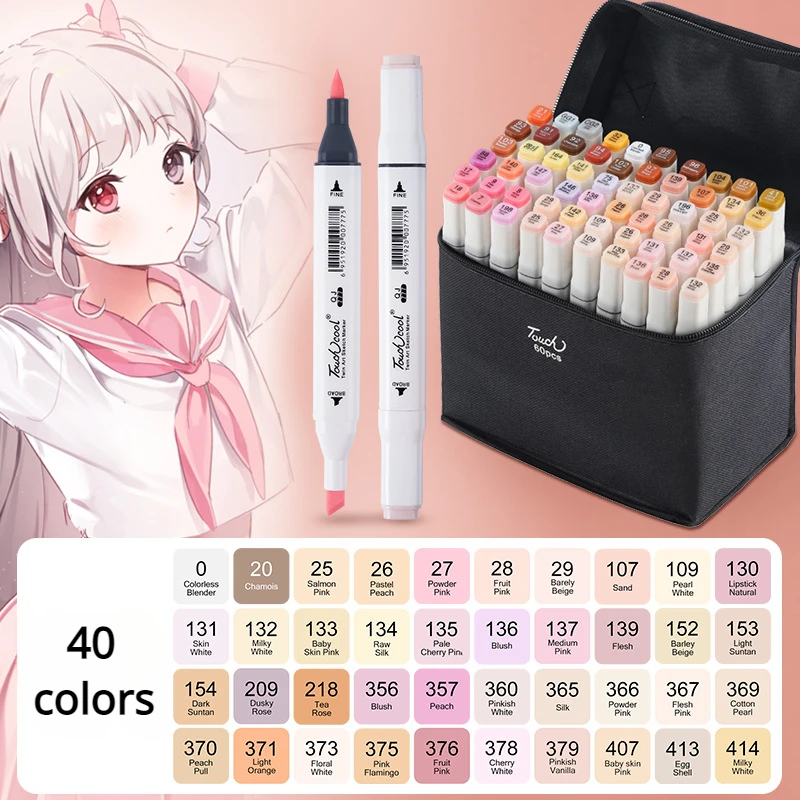 Soft Tip Skin Tone Colors Marker 6/24/30/40 Colours Anime Hand-drawing Flesh Colour Students Art Painting Watercolor Brush Set