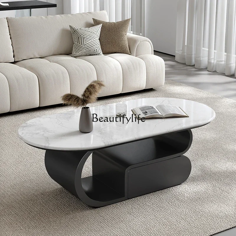 

XX39Modern simple household living room small apartment light luxury oval high-end coffee table