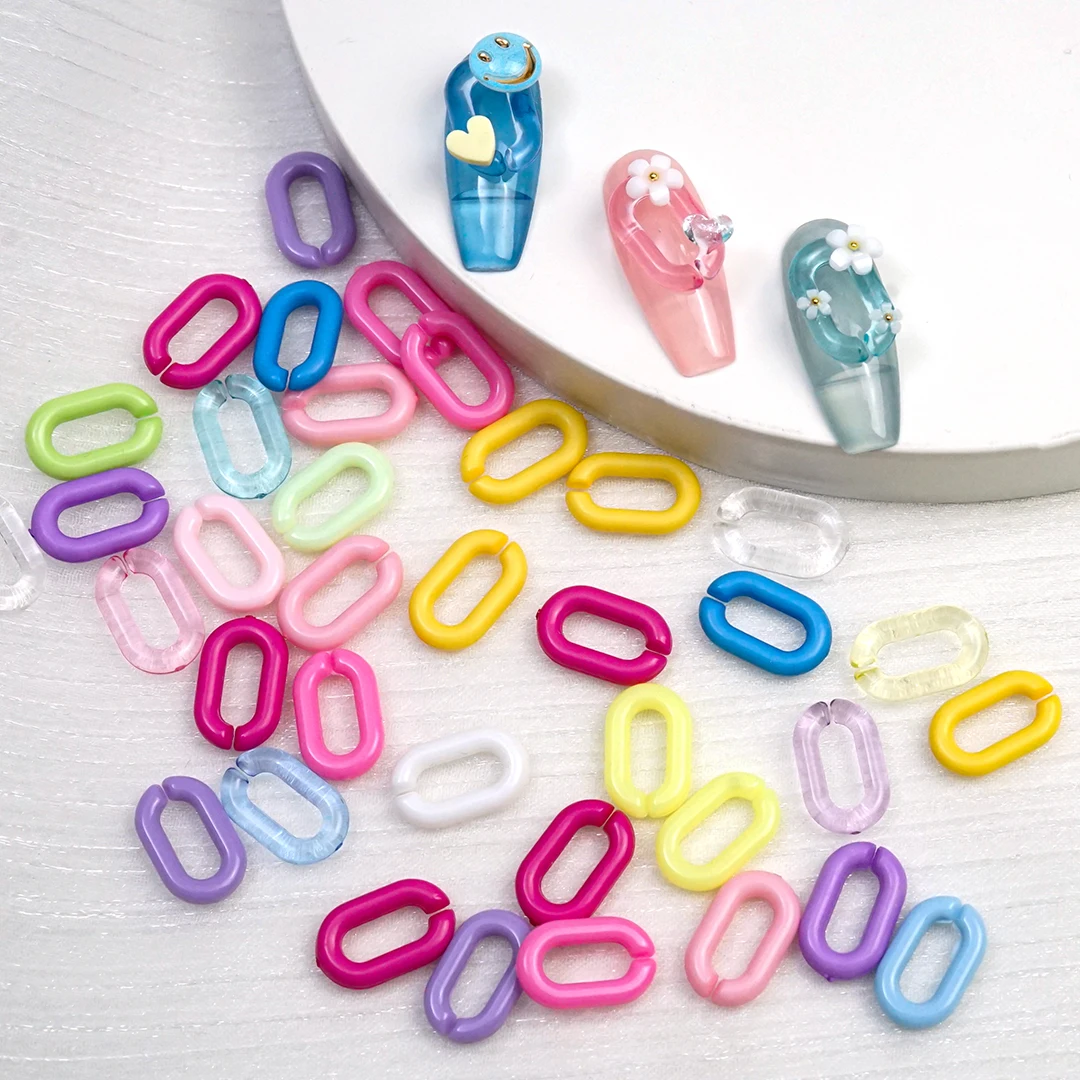 Mixed Chain Nail Art Charms Decorations 3D Colorful Cute Jelly Nail Parts DIY Transparent Rhinestones Candy Color Accessories