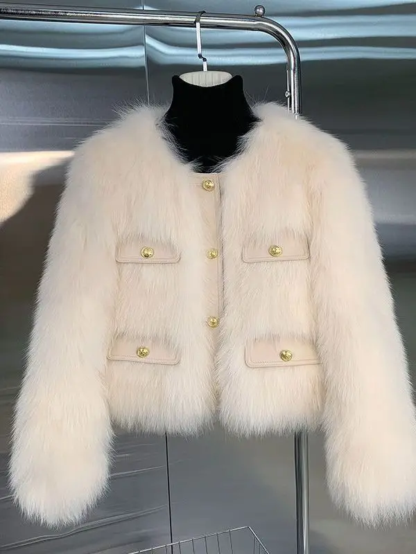 

Ele ort Quilted Fur Jaet Women's Faionable Fall Winter New Sle Waist-Cinching Asymmetric Bright Fini