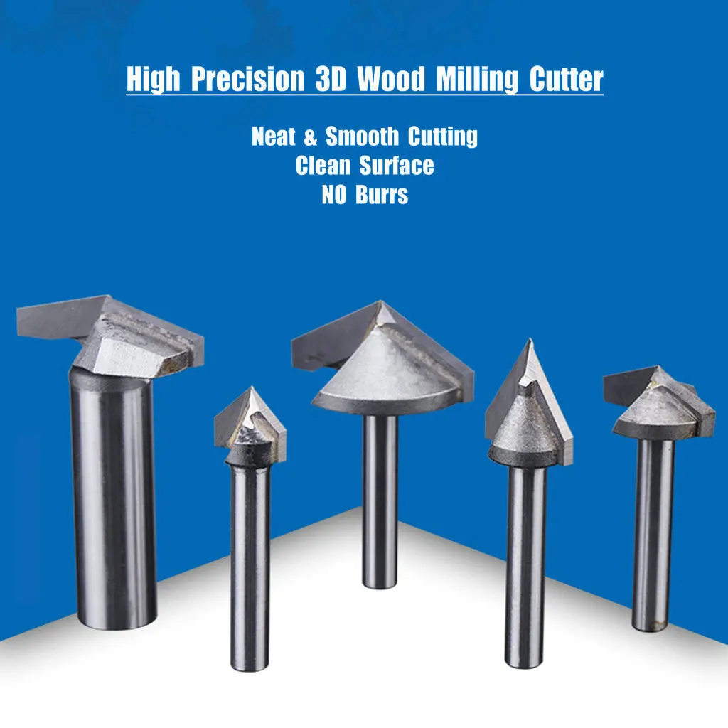 8/12mm V-그루브 모따기 라우터 비트 베벨 밀링 커터 3D 초경 목공 엔드밀 MDF 아크릴 절단의 CNC 조각 도구