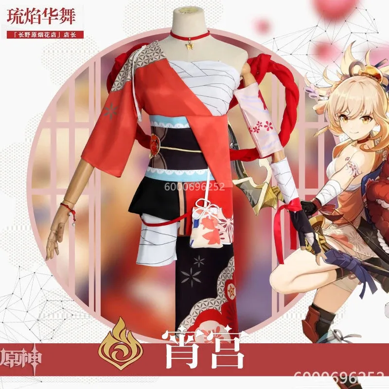 

Yoimiya Genshin Impact Cosplay Costume Female Fashion Battle Dress Halloween Costume Women Outfits Including Accessories Fashion