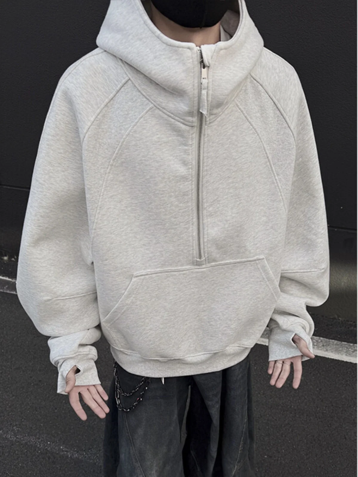 

Мужская толстовка Cleanfit с высоким воротником на молнии, свободного кроя, в американском стиле, модный бренд, плотная ткань, весенняя молодежная модель