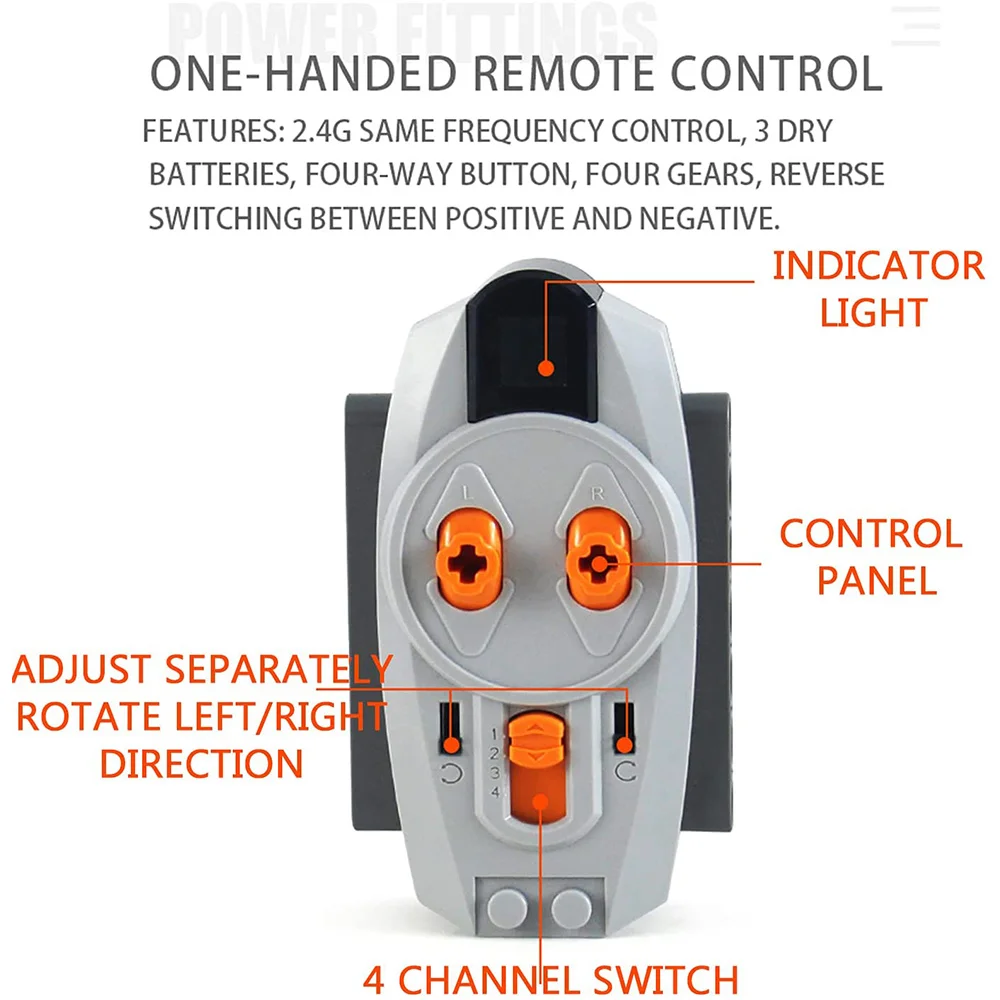 High-Tech Power Function Remote Control Receiver Kit 8885 IR Remote Control and 8884 IR Receiver for DIY Building Block&A78P