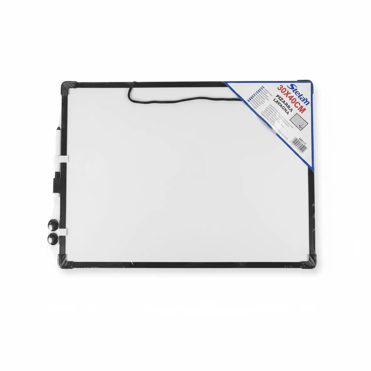Pizarra Blanca Magnética 30x40 cm con Marco | Incluye Rotulador e Imanes - Stelan