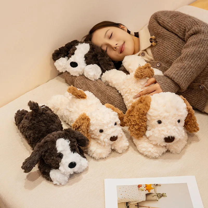 

Плюшевая игрушка-собака пудель 40-50 см, милый пушистый щенок, бело-черный, мягкая, реалистичная, в виде животного, успокаивающая кукла-подушка