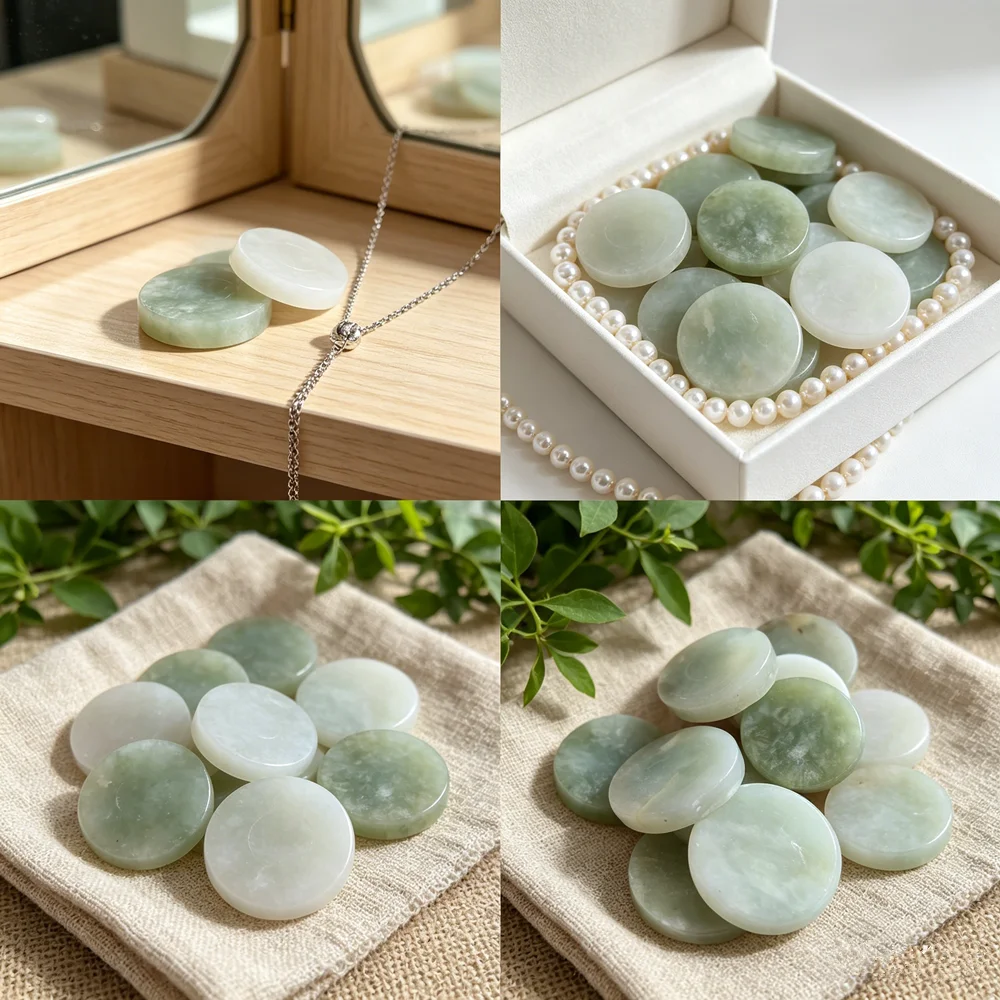 Natural Xiuyan Jade Stone Round Slice For Jewelry Making Ring Serpentine Rock Serpentinite Cutting Crafts Home Decoration Stone