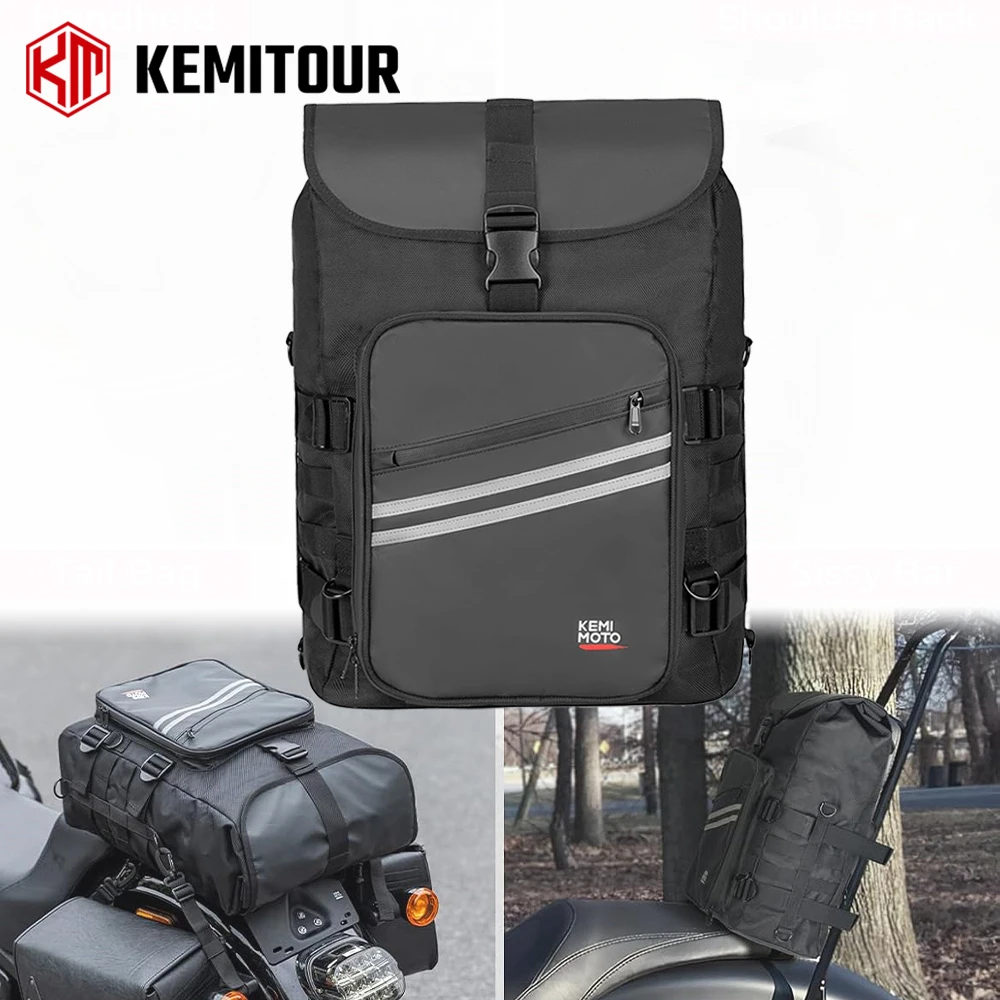 

KEMITOUR Motorcycle Tail Bags Sissy Bar Bag 30L Travel Luggage Storage Bag for Touring Sportster Softail Outdoor Camping Trip